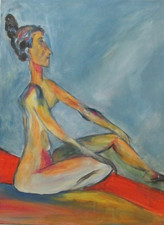 Frau Akt sitzend  Acrylbild