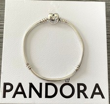Pandora Charm Armband mit Herz Clip Verschluss 20cm 925 Silber