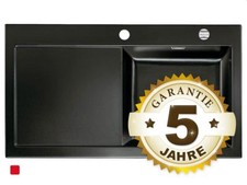 Systemceram Mera 90 Nero Keramik-Spüle Auflagespüle Schwarz Spültisch Spülbecken