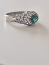 Smaragd Diamant Ring, Handarbeit, 18 K Weisgold