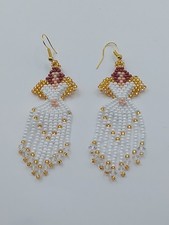 Ohrringe Engel 7 Cm Mit Haken, Weinachtsschmuck, Handarbeit Aus Perlen