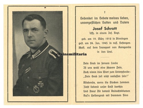 Orig sterbebild grenadier - orig., mit