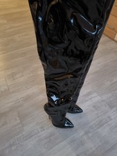 High-Heels Stiefel, Schwarz Lack, Größe 44