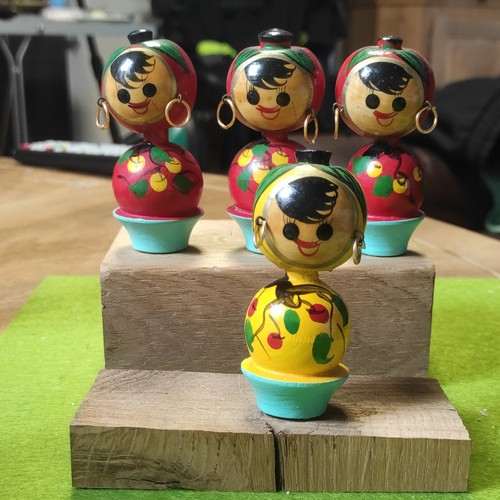 Vintage kokeshi set mit 4 - vintage-kokeshi,