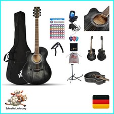 Linkshänder Gitarre Akustik, Westerngitarre für Erwachsene Kinder, Schwarz Gi...