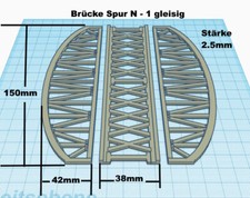 Brücke Spur N 150mm eingleisig - 3 tlg. Bausatz   3D Druck PLA 4 Farben (7)