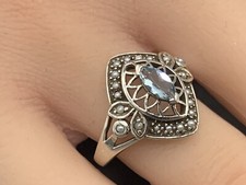 Ring   Blautopas & Perle