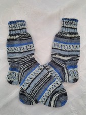 Socken, Gr. 42/43, grau/blau, Schurwolle/Polyamid,  eigene Handarbeit