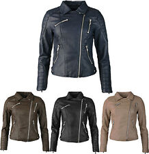 Damen Sommer Lederjacke Biker Style Jacke Veganleder Kunstleder 4Farben S,M,L,XL