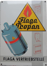 Emailschild Flaga-Propangas, Flaga Vertriebsstelle,Flüssiggas