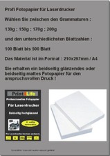 PREMIUM Fotopapier Laserdrucker 130 - 200g  A4 beidseitig bedruckbar matt Glossy