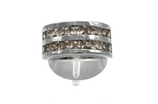 925/- Silberring mit weißen simulierten Diamanten Gr. 52, 10 mm breit, Damen