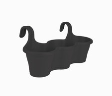 Elho Corsica Easy Hanger Trio - Übertopf für Balkongeländer, dunkelgrau