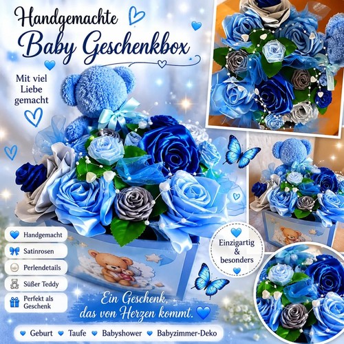 Baby geschenkbox blau weiß - baby,