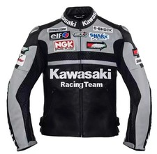 Kawasaki Racing Team Motorrad Lederjacke - Herren Biker Riding Gear Rindsleder