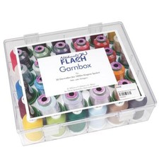 Acryl-Garnbox gefüllt 15 Farben Madeira Overlock Bauschgarn je 1000 m Overlock