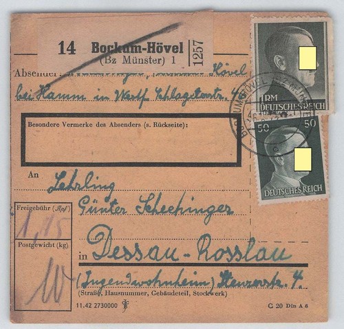 Deutsches reich paketkarte - deutsches,