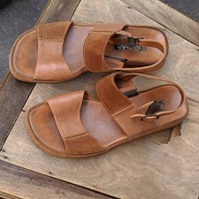 Vintage Braun Damen leder Sommer Sandalen EU39 Tan Retro summer 