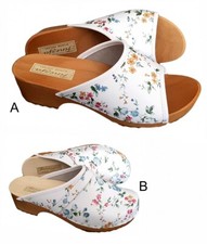 Damen Clogs Holz Leder