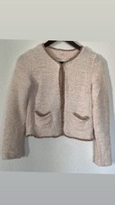 ZARA Boucle Jacke Jäckchen Bouclé rosa weiß S 36 pastell Wolle white Girl Women 
