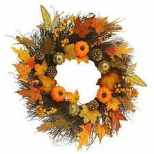 Herbst Haustür Kranz Ahornblatt Halloween Kürbis Tür Heimat Dekor 18in NEU A