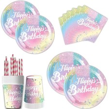 Regenbogen Partygeschirr Set