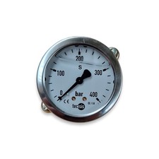 tecsis Manometer 0-400 bar mit Klemmbügel G1/4 hinten Ø 63 mm.