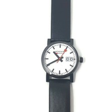 Mondaine EVO2, Minimalist Schwarz Leder Quarz Uhr, A669.30305.61SBB