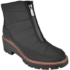 Schwarze Stiefel Schuhe Regen Schnee Gummi Fleece gefüttert wasserdicht Reißverschluss Damen Frauen Größe