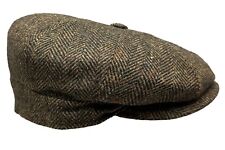 fiebig ® WOLLE BAKERBOY FLATCAP KAPPE MÜTZE BALLONMÜTZE FEINES HERRINGBONE BRAUN