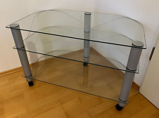 Glastisch/TV-Rack, 3 Ebenen, Rollen, hochwertig, stabil, 58 x 90 x 52 cm (HxBxT)