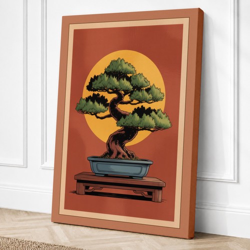 Bonsai und untergehende sonne - bonsai,