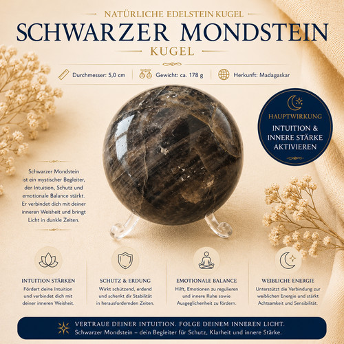 Schwarzer mondstein kugel - schwarzer,