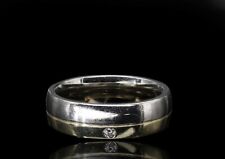 950/- Palladium 585/- 14kt Gold, bicolor Bandring Diamant 0,05ct Größe 57