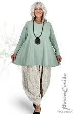LAGENLOOK Tunika Glocken-Basic-Long-Shirt salbei 42 44 46 48 50 52 54 56 58