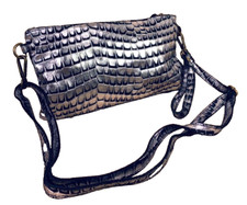 Tasche Velours Leder silber