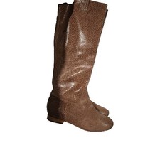 Wadenhohe Stiefel Boots Lack Vinyl Latex-Optik  Blockabsatz 38