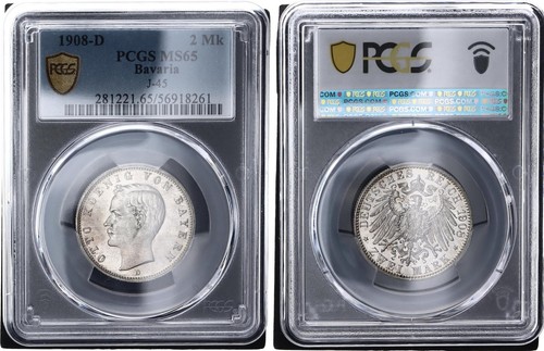 Bayern mark silber 1908 d - mark,