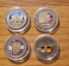 4 x 2 Euro Münze coloriert in