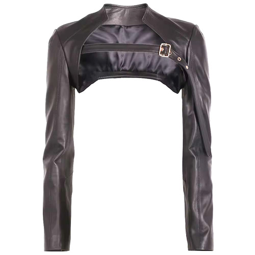 Schwarze leder crop shrug - leder,