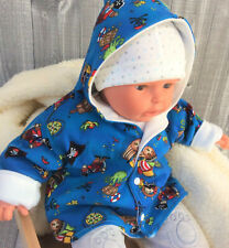 62- 68 z. Wenden Baby Jacke Mantel Zipfel gefüttert Kapuze Junge Pirat Handarb.