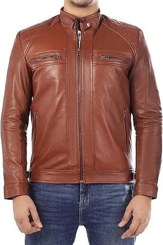 Herren tan lederjacke echt - herren,