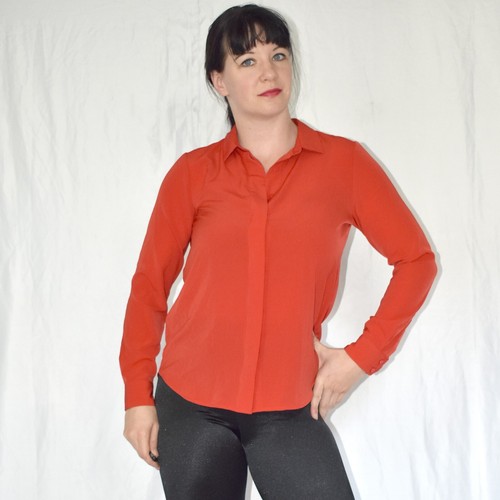 Ziegelrote satin bluse - bluse*, (38)