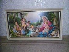 Bild  Kunstdruck "Engelsmadonna mit 7 Engeln". Signiert; Giovanni; Druck 