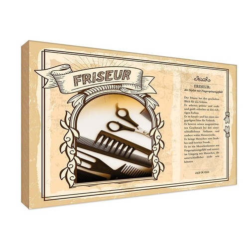 Holzschild 12x18 friseur - holzschild,