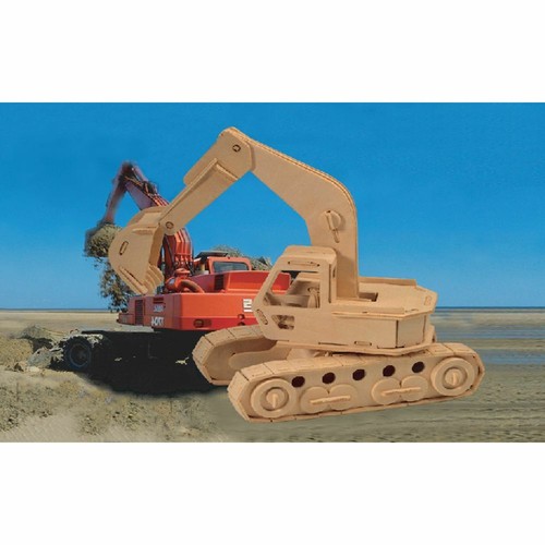 Holzbausatz bagger 3d puzzle - holzbausatz,