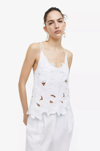 Besticktes top weste weiss - besticktes,