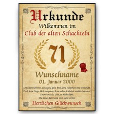 71. Geburtstag Urkunde