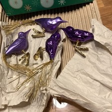 Weihnachtsbaum  Kugel/Deko•  Set 4 Vögel• Lila • Neuwertig, OVP