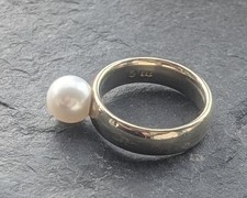 Ring mit Perle, 585 / 14K Weißgold, ca. 11,78g, Damenring, RG ca. 60 (ca. 19mm)